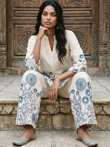 Cotton Printed Tunic with Trousers