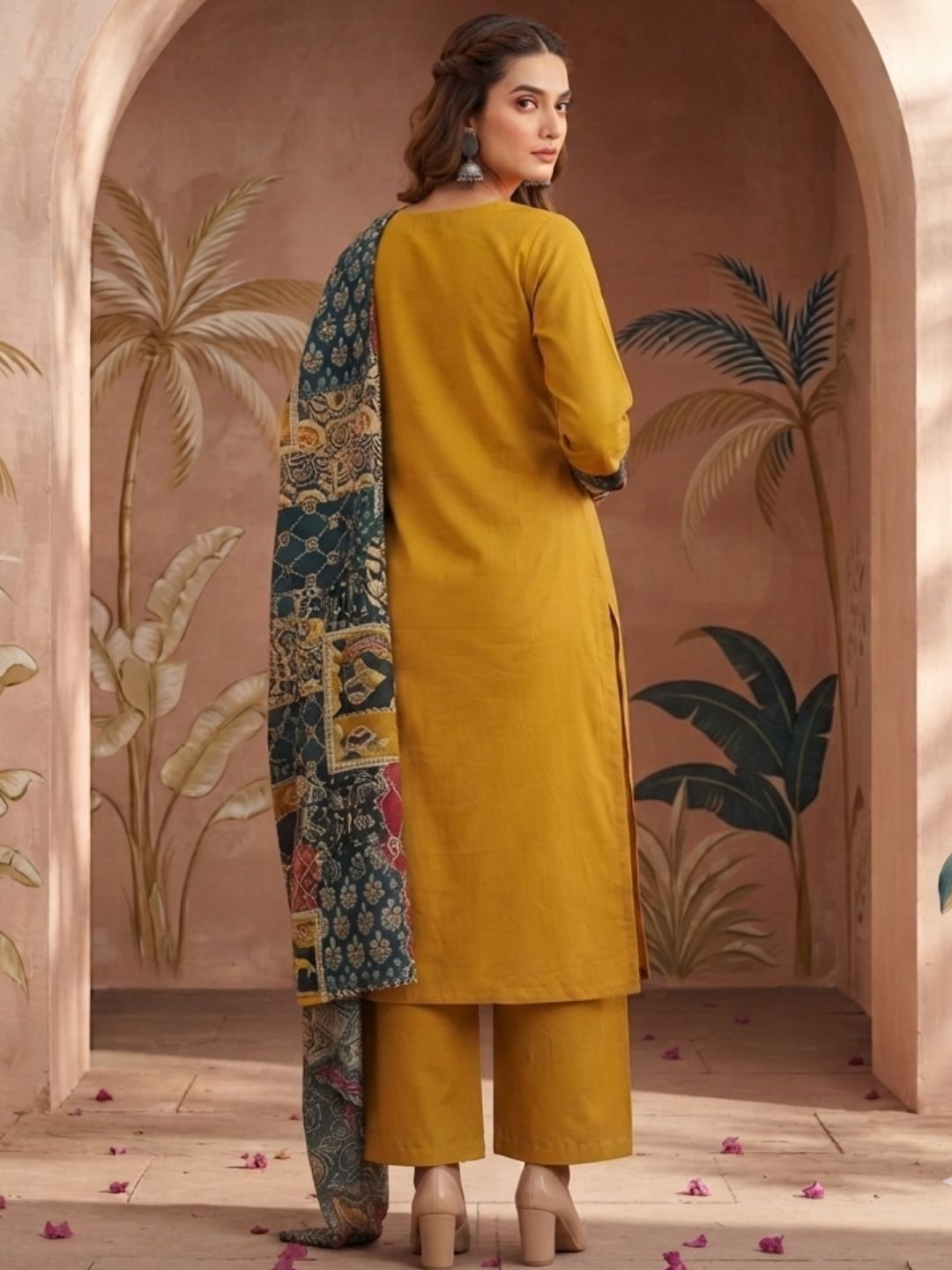 Floral Heritage Printed Kurta Set with Dupatta