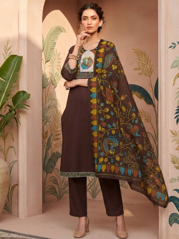 Kalamkari-Inspired Printed Kurta Set with Dupatta