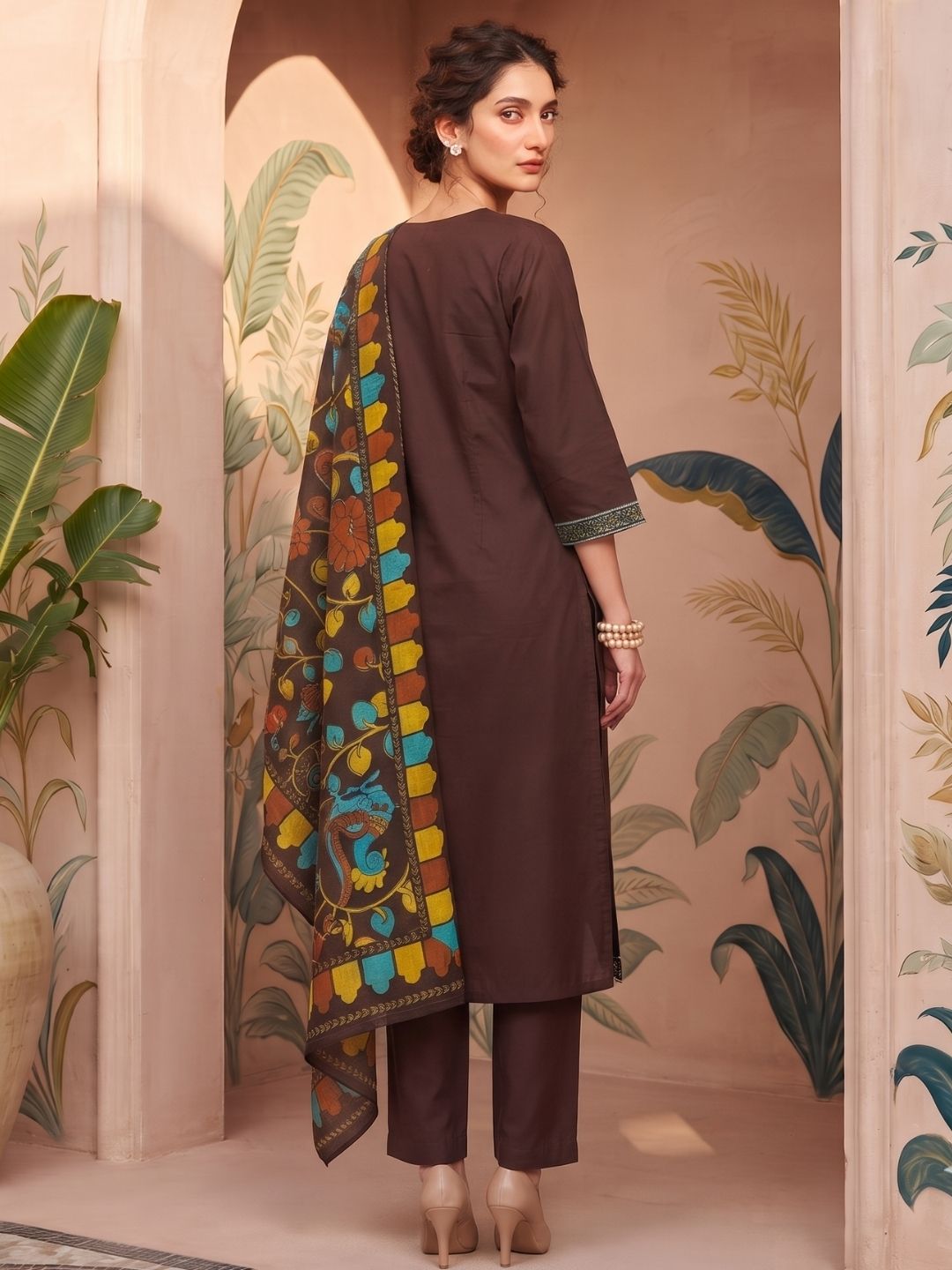 Kalamkari-Inspired Printed Kurta Set with Dupatta