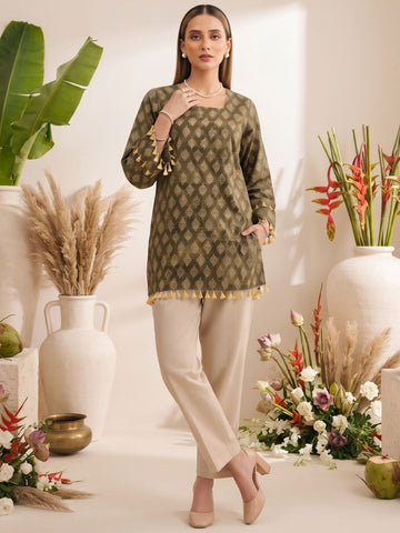 Green Ethnic Printed Straight Cotton Kurti