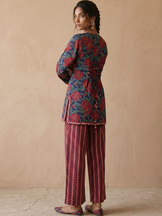 Bohemian Cotton Printed Tunic with Palazzos