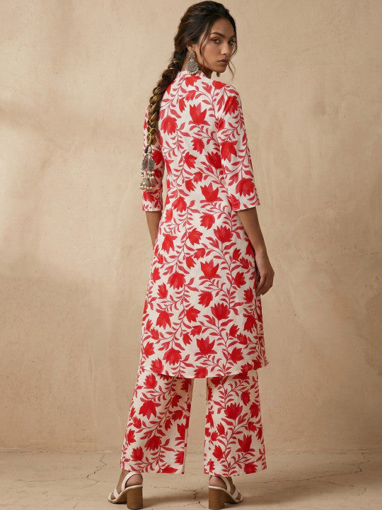 Women Floral Printed Regular Pure Cotton Kurta with Palazzos