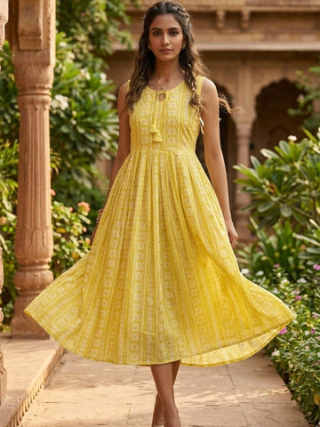 Print Fit & Flare Midi Dress