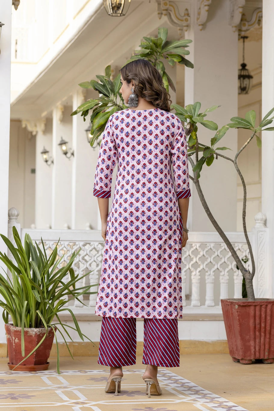 mokshi Women Cotton Blend Kurta Pant Dupatta Set