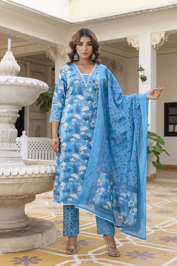 mokshi Women Viscose Rayon Kurta Pant Dupatta Set