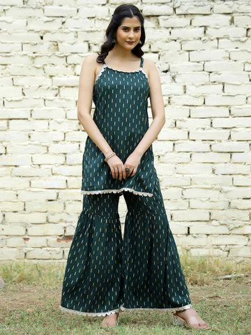 mokshi Women Viscose Rayon Kurti Sharara Set