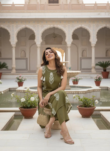 mokshi Women Pure Cotton Kurta Palazzo Set