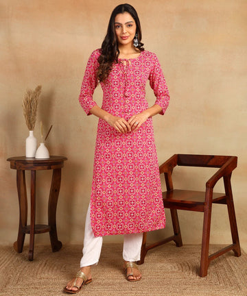 mokshi Women Printed Viscose Rayon Straight Kurta (Multicolor)