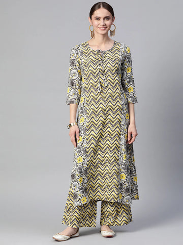 mokshi Women Pure Cotton Kurta Palazzo Set