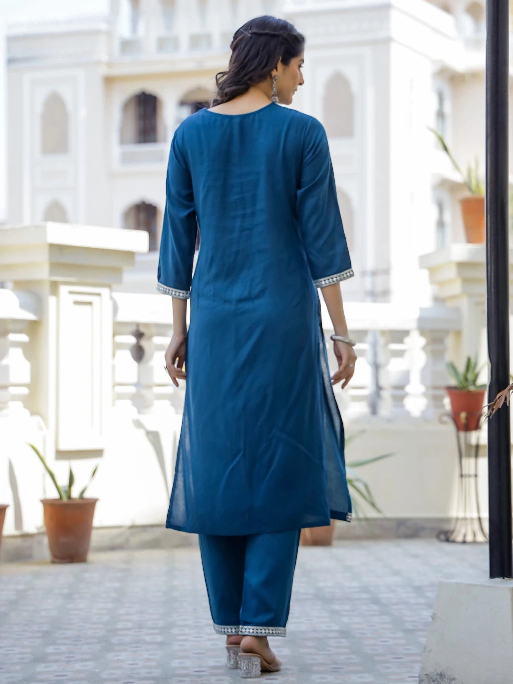 mokshi Women Cotton Blend Kurta Pant Dupatta Set