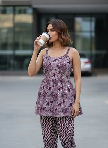 mokshi Women Pure Cotton Ethnic Top Palazzo Set